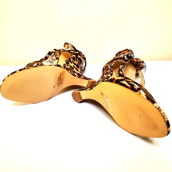 Lemonade Leopard Print 4 inch Wedge Sandals with Rose Sz 7M - Picture 6 of 6
